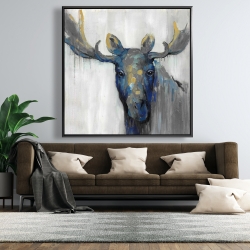 Framed 48 x 48 - Blue moose