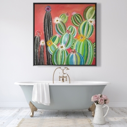 Framed 48 x 48 - Rainbow cactus