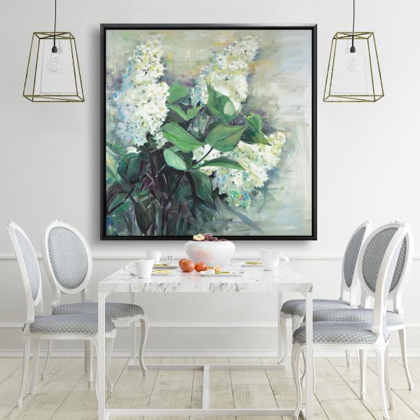 Framed 48 x 48 - White lilacs