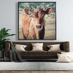 Framed 48 x 48 - Cute jersey cow