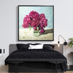 Framed 48 x 48 - Fuchsia peony 