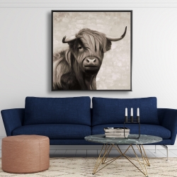 Framed 48 x 48 - Highland cattle sepia