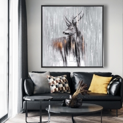 Framed 48 x 48 - Deer in the forest