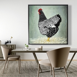 Framed 48 x 48 - Wyandotte  hen