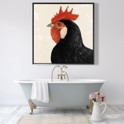 Framed 48 x 48 - Beautilful black hen