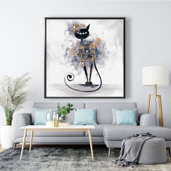 Framed 48 x 48 - Cartoon black cat