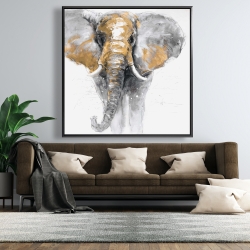 Framed 48 x 48 - Golden elephant