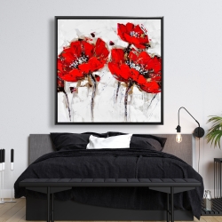 Framed 48 x 48 - Abstract poppy flowers