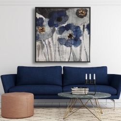 Framed 48 x 48 - Blue blurry flowers