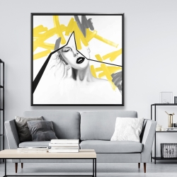 Framed 48 x 48 - Woman with yellow line