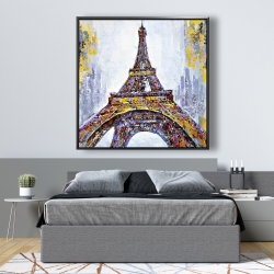 Encadré 48 x 48 - Tour eiffel abstraite avec éclats de peinture