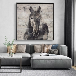 Framed 48 x 48 - Abstract horse with typography