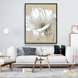 Encadré 48 x 60 - Fleur sauvage blanche et abstraite