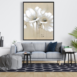 Encadré 48 x 60 - Fleurs sauvages blanches et abstraites