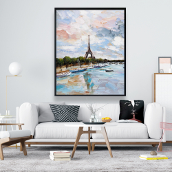 Encadré 48 x 60 - Bateaux sur la seine à paris