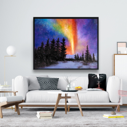 Framed 48 x 60 - Aurora borealis in the forest