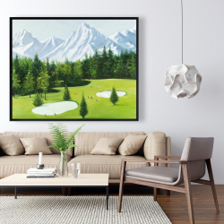 Encadré 48 x 60 - Terrain de golf avec vue sur les montagnes