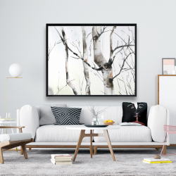 Framed 48 x 60 - Three birches trees