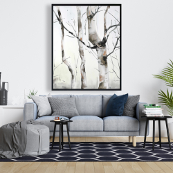 Framed 48 x 60 - Three birches trees