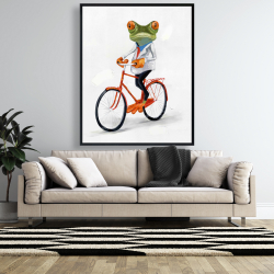 Encadré 48 x 60 - Drole de grenouille à vélo