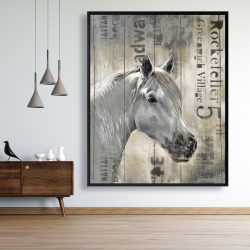 Framed 48 x 60 - Rustic white horse