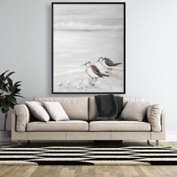Framed 48 x 60 - Two sandpipiers birds