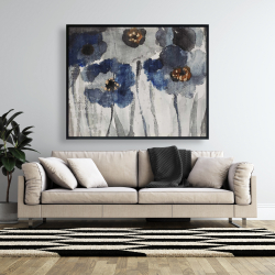 Framed 48 x 60 - Blue blurry flowers