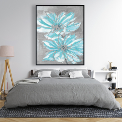 Framed 48 x 60 - Two little abstract blue flowers