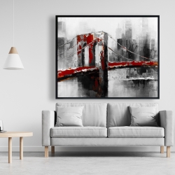 Encadré 48 x 60 - Pont brooklyn abstrait et rouge