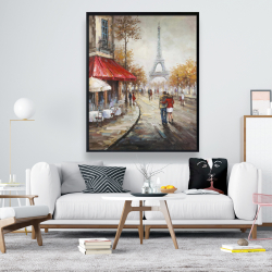 Framed 48 x 60 - Couple walking in paris street