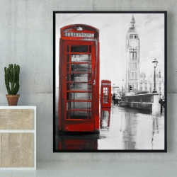 Encadré 48 x 60 - Cabine téléphonique rouge et le big ben