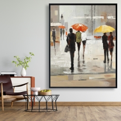 Encadré 48 x 60 - Passants abstraits avec leur parapluie