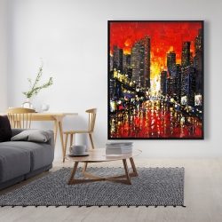 Encadré 48 x 60 - Couché de soleil abstrait sur la ville