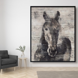 Framed 48 x 60 - Abstract horse with typography