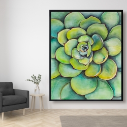 Framed 48 x 60 - Watercolor succulent plant