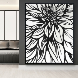 Framed 48 x 60 - Dahlia flower outline style