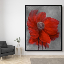 Framed 48 x 60 - Red flower in the wind