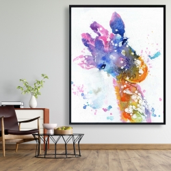 Encadré 48 x 60 - Girafe abstraite avec éclats de couleurs