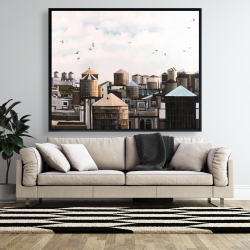 Framed 48 x 60 - Water towers with birds