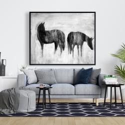 Encadré 48 x 60 - Silhouettes de chevaux dans la brume