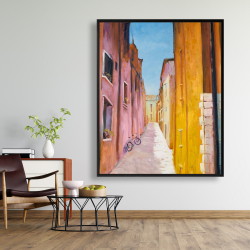 Encadré 48 x 60 - Maisons colorées dans les rues de collioure