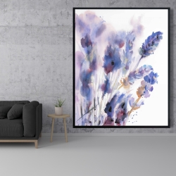 Framed 48 x 60 - Watercolor lavender flowers with blur effect