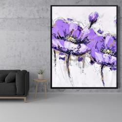 Framed 48 x 60 - Purple anemone flowers