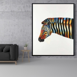 Framed 48 x 60 - Colorful zebra