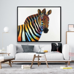 Framed 48 x 60 - Colorful profile view of a zebra