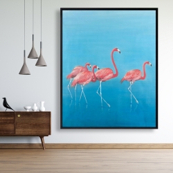 Encadré 48 x 60 - Quatre flamants