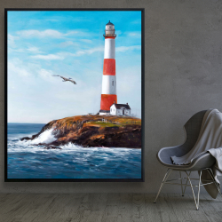 Framed 48 x 60 - Lighthouse at the edge of the sea