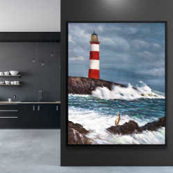 Framed 48 x 60 - Lighthouse at the edge of the sea unleashed