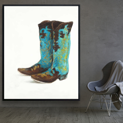 Framed 48 x 60 - Blue cowboy boots