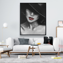 Framed 48 x 60 - Mysterious red lips lady